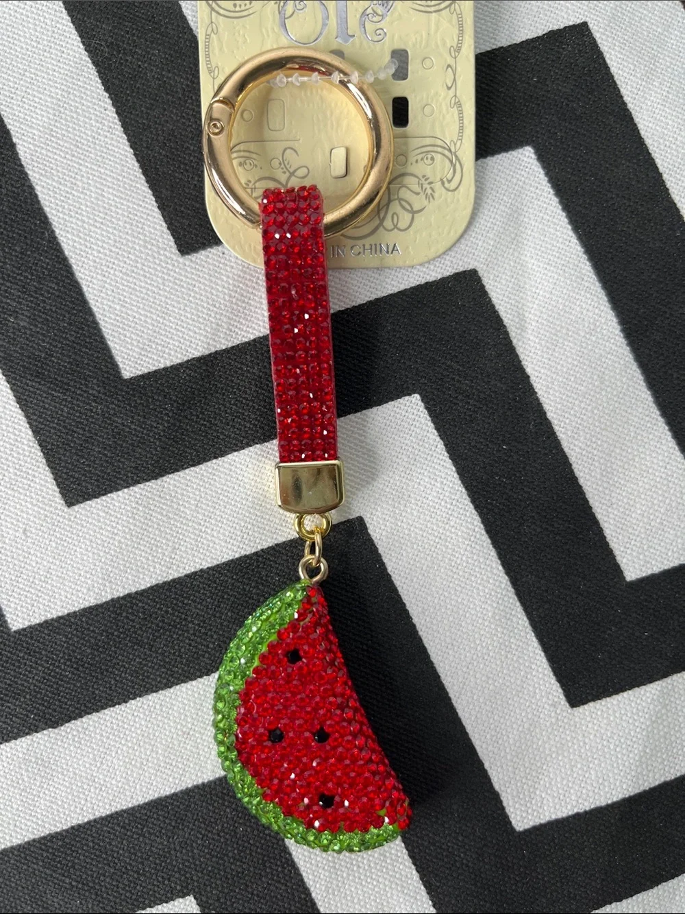 Red and Green Watermelon Rhinestone Decorative Key Holder